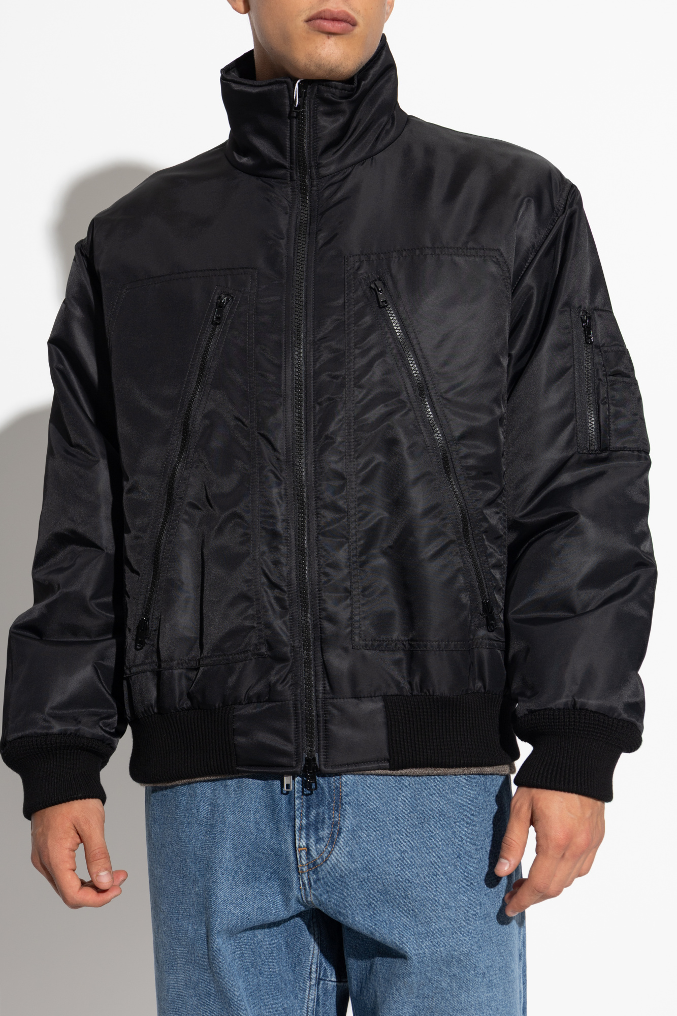 ジャケット MM6 MAISON MARGIELA NYLON DECONSTRUCTED BOMBER JACKET MM6 MAISON MARGIELA Womens Full Zip Nylon Bomber Jacket